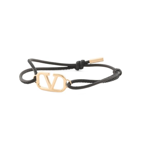 VALENTINO GARAVANI Gold Made In Italy Logo Cord Slider Bracelet - Picture 1 of 2